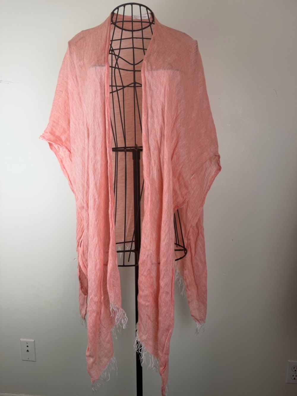 MER SEA Coral Fringed Wrap Shawl Swim Cover Poncho
